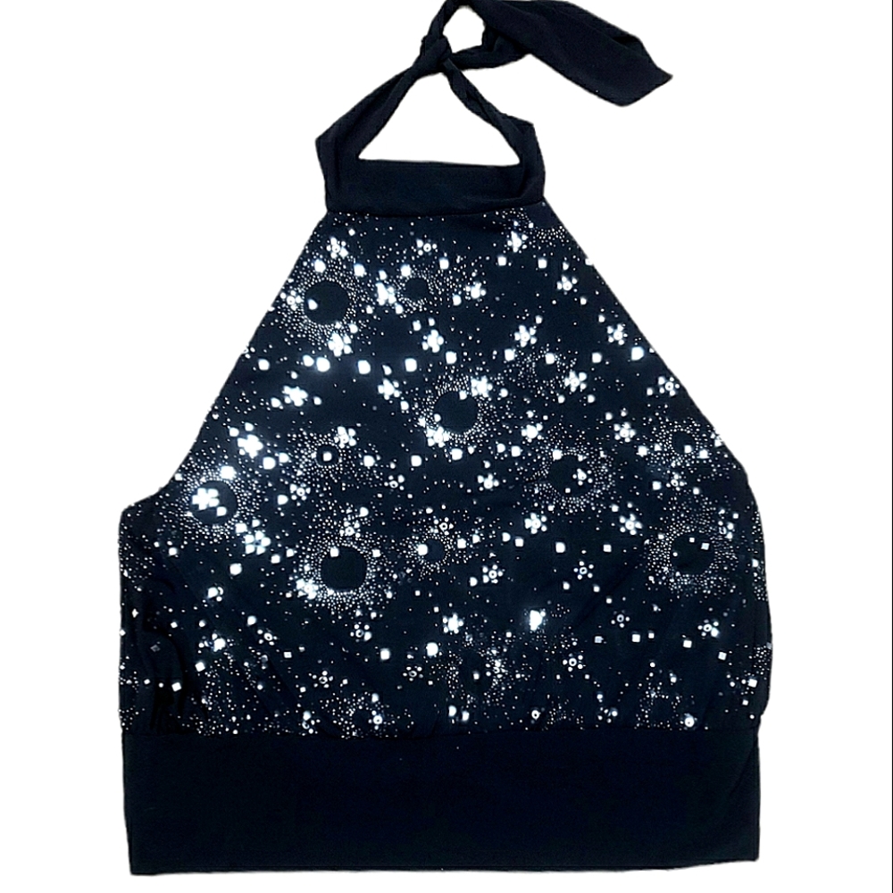 Open Back Sequined Sexy Halter Top sz L